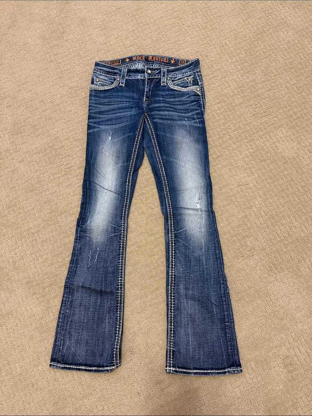 Rock Revival Blue Distressed Flare Jeans